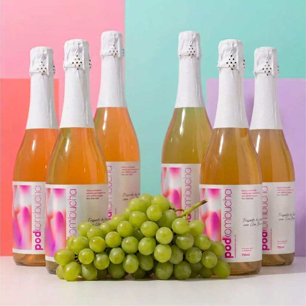 Espumante de Kombucha Pod 750ml - Uva Branca (06 un.)