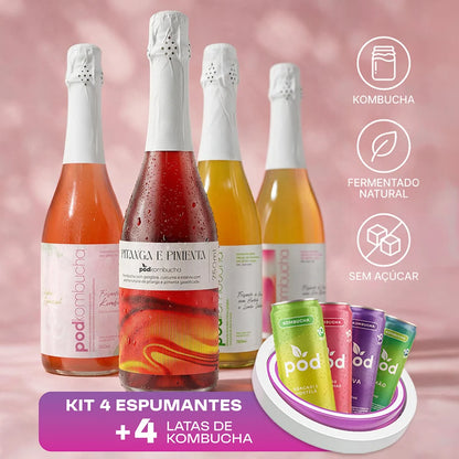 Compre 4 Espumantes Sem Álcool e Ganhe 4 Kombuchas Pod Lata