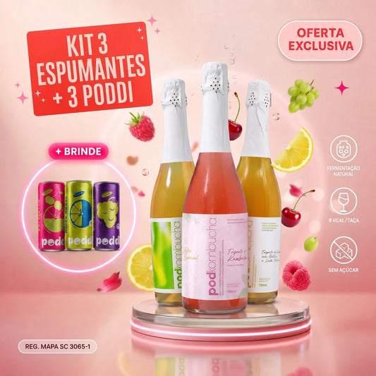 Espumante de Kombucha Pod - COMPRE E GANHE 03 REFRIS SAUDÁVEIS