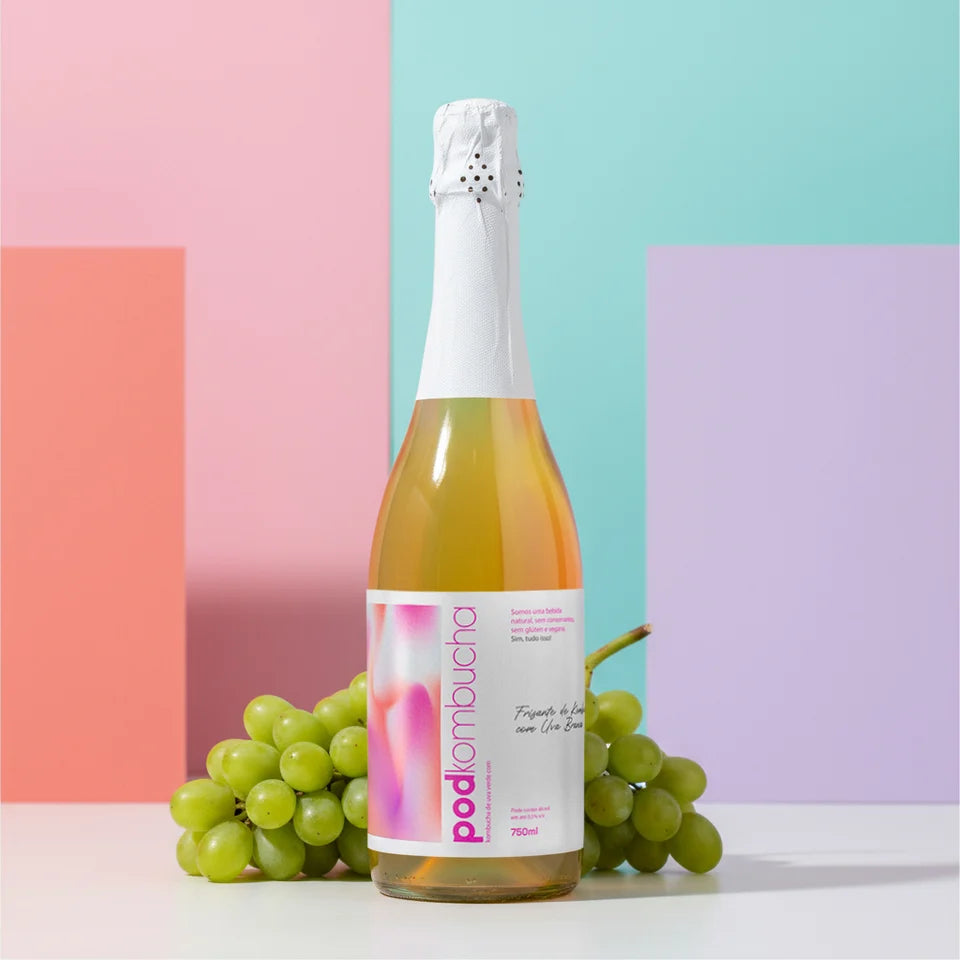 Espumante de Kombucha Pod 750ml - Uva Branca (01 un.)