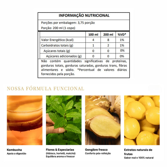 Espumante de Kombucha Pod 750ml - Limão Siciliano com Hortelã (06 un.)