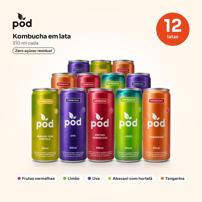 12 kombuchas em lata